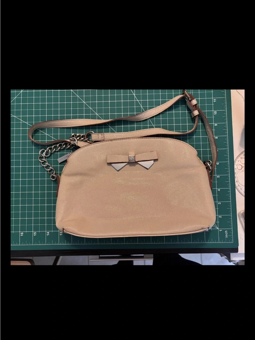 Nude Anne Klein Bow Accent Crossbody Bag
